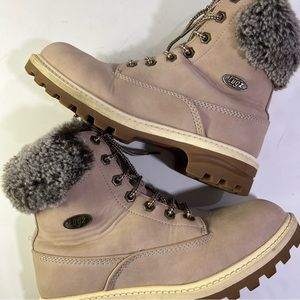 Lugz Women’s Convoy Faux Fur Lace Up casual boot’s ankle low heel